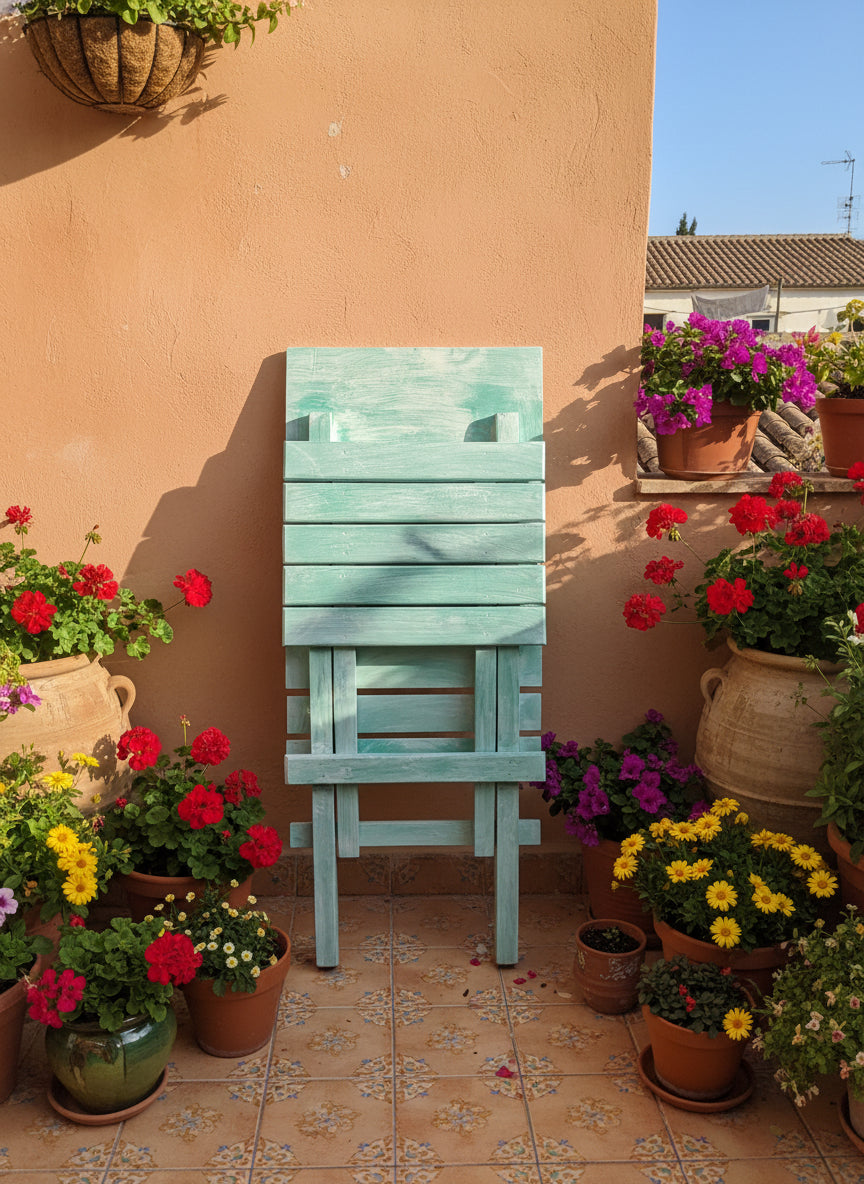 Poltrona plegable de madera en cedro rojo y rosado